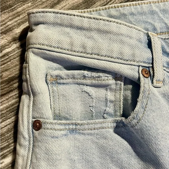 Loft Destructed Light Blue Curvy high waist ankle jeans - Picture 4 of 8